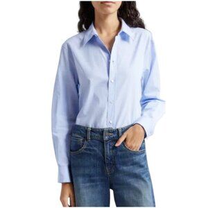 Nili Lotan light blue classic button up shirt size XS USA 100% cotton